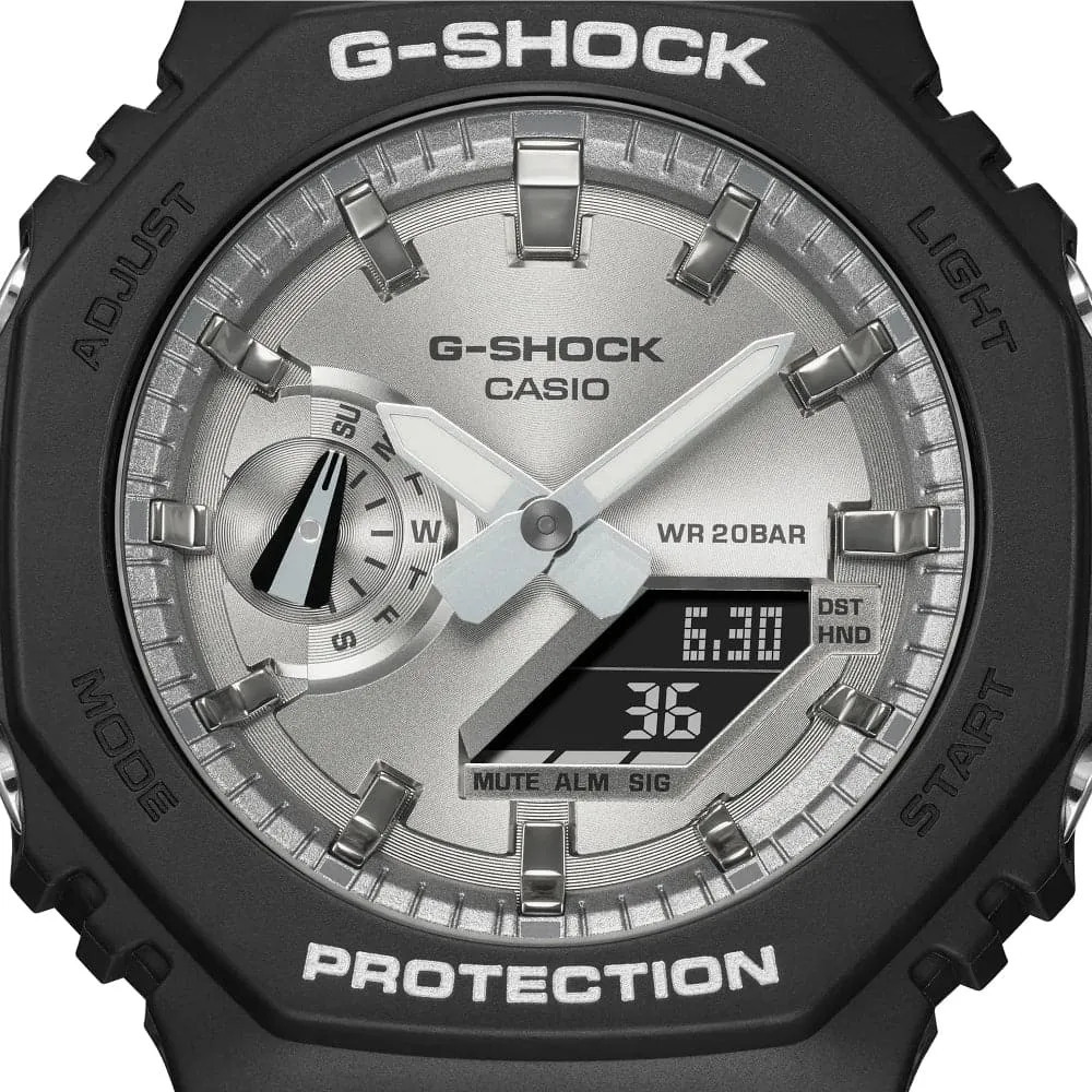 Casio G-Shock Silver Dial Black Resin Strap Men Watch GA-2100SB-1ADR-P