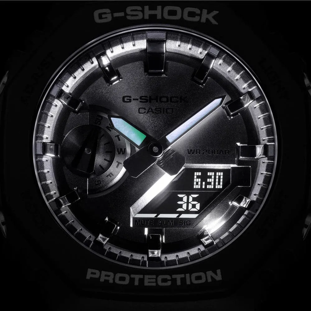 Casio G-Shock Silver Dial Black Resin Strap Men Watch GA-2100SB-1ADR-P