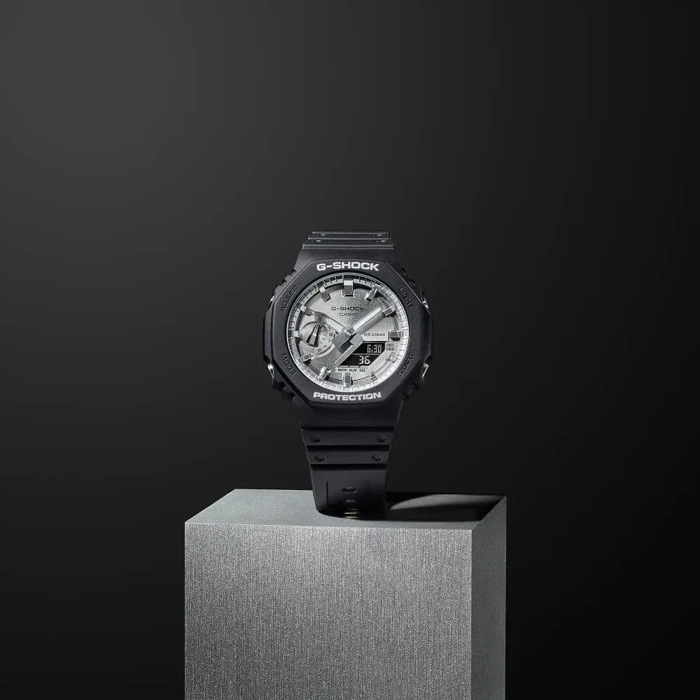 Casio G-Shock Silver Dial Black Resin Strap Men Watch GA-2100SB-1ADR-P