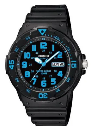 CASIO GENTS ANALOGUE 12 FIGURE DIAL BLACK RESIN BAND MRW200H-2B