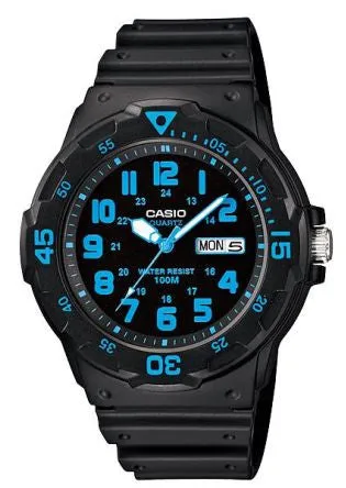 CASIO GENTS ANALOGUE 12 FIGURE DIAL BLACK RESIN BAND MRW200H-2B