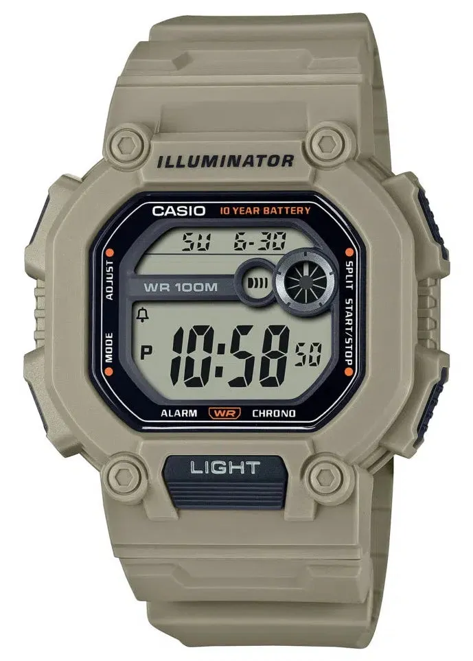 CASIO GENTS DIGITAL EXTRA LONG BEIGE RESIN BAND W737HX-5A