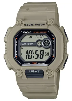 CASIO GENTS DIGITAL EXTRA LONG BEIGE RESIN BAND W737HX-5A