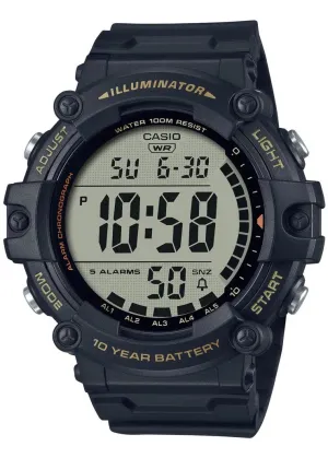 CASIO GENTS DIGITAL LCD BLACK  EXTRA LONG RESIN BAND AE1500WHX-1A