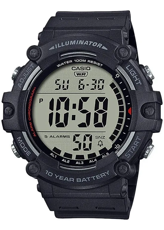CASIO GENTS LCD HD DIGITAL BLACK RESIN BAND AE1500WH-1A