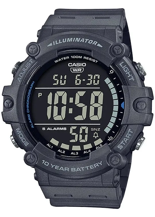 CASIO GENTS LCD HD DIGITAL DARK GREY RESIN BAND AE1500WH-8B