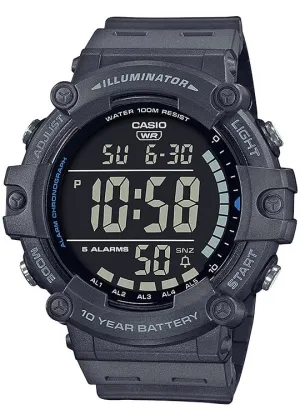 CASIO GENTS LCD HD DIGITAL DARK GREY RESIN BAND AE1500WH-8B
