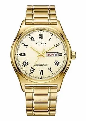 CASIO GENTS ROMAN NUMERALS GOLD BRACELET MTPV006G-9B