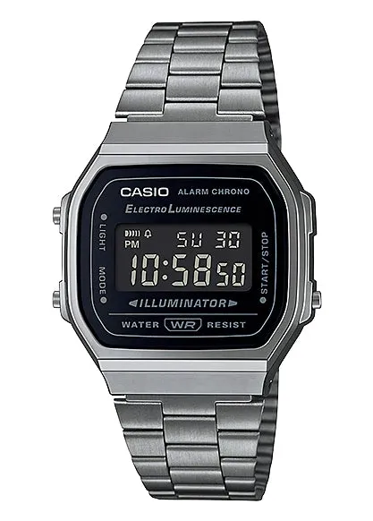 CASIO GENTS VINTAGE DIGITAL GUNMETAL GREY A168WGG-1B