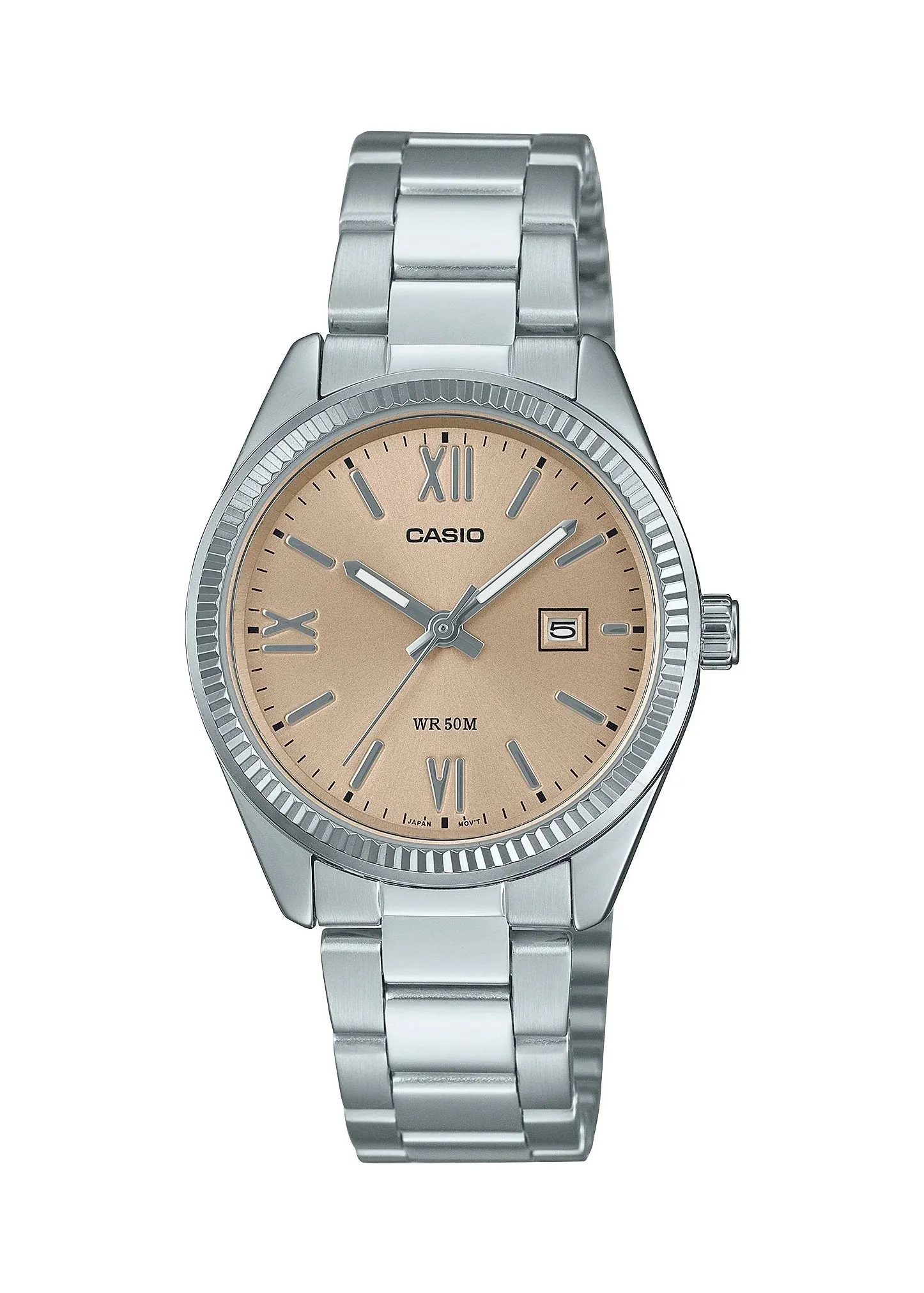 CASIO LADIES ANALOGUE NUDE DIAL STAINLESS STEEL BRACELET LTP1302DD-4A2