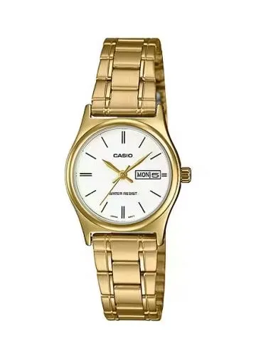CASIO LADIES GOLD ANALOGUE WHITE DIAL LTPV006G-7B