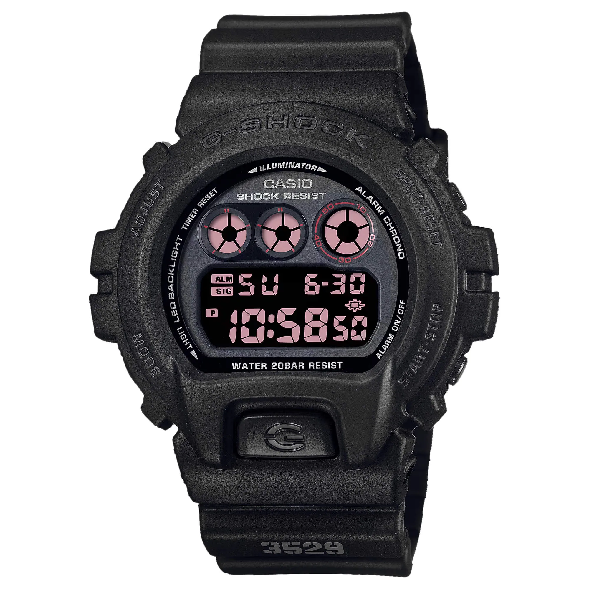 Casio Men's Alarm Watch - G-Shock Classic Dive Digital Black Dial | DW6900MS-1