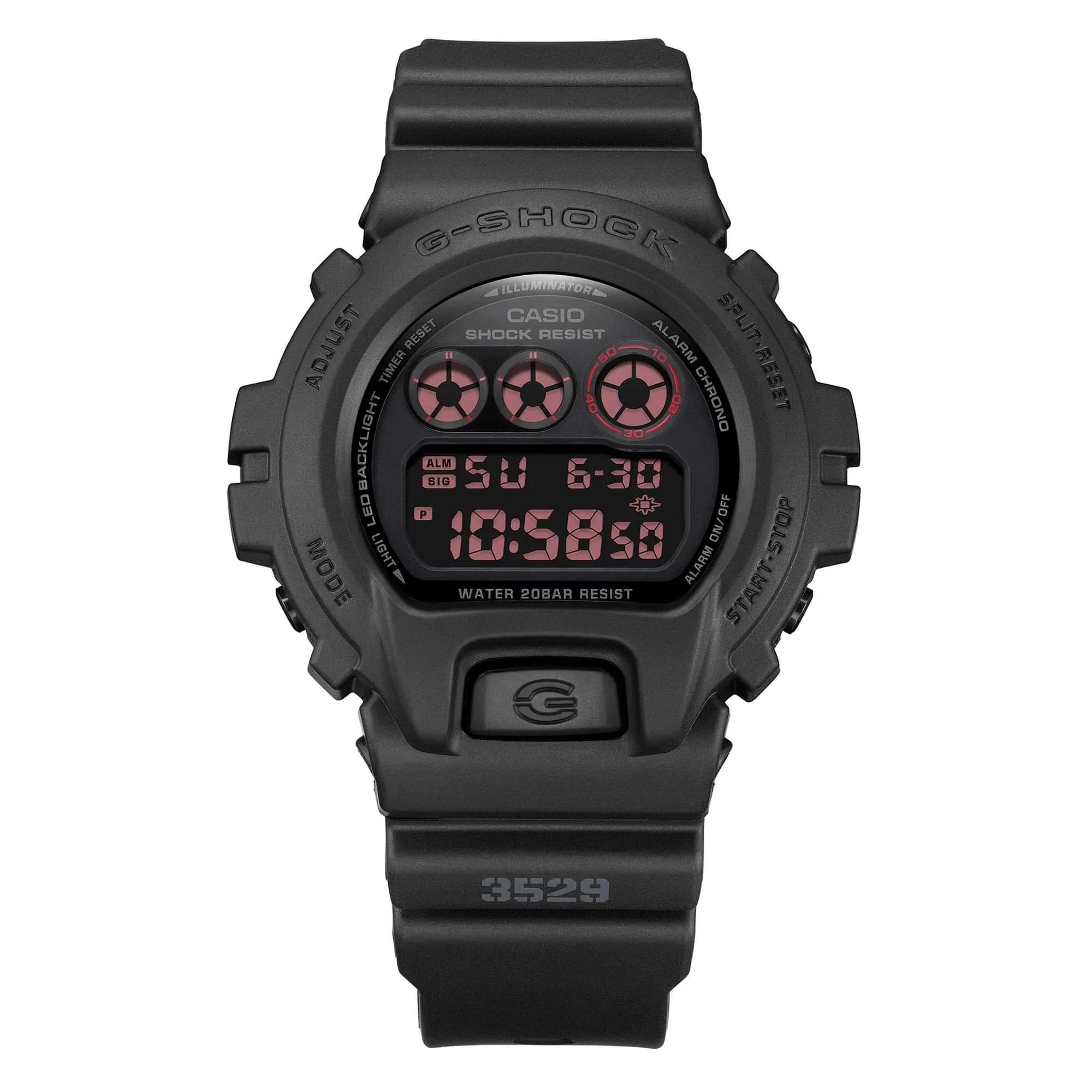 Casio Men's Alarm Watch - G-Shock Classic Dive Digital Black Dial | DW6900MS-1