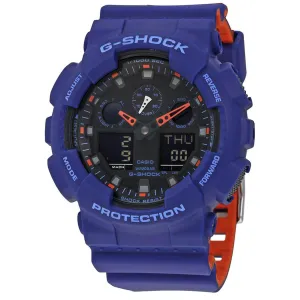 Casio Men's Ana-Digi Watch - G-Shock Blue & Orange Resin Strap Dive | GA100L-2A