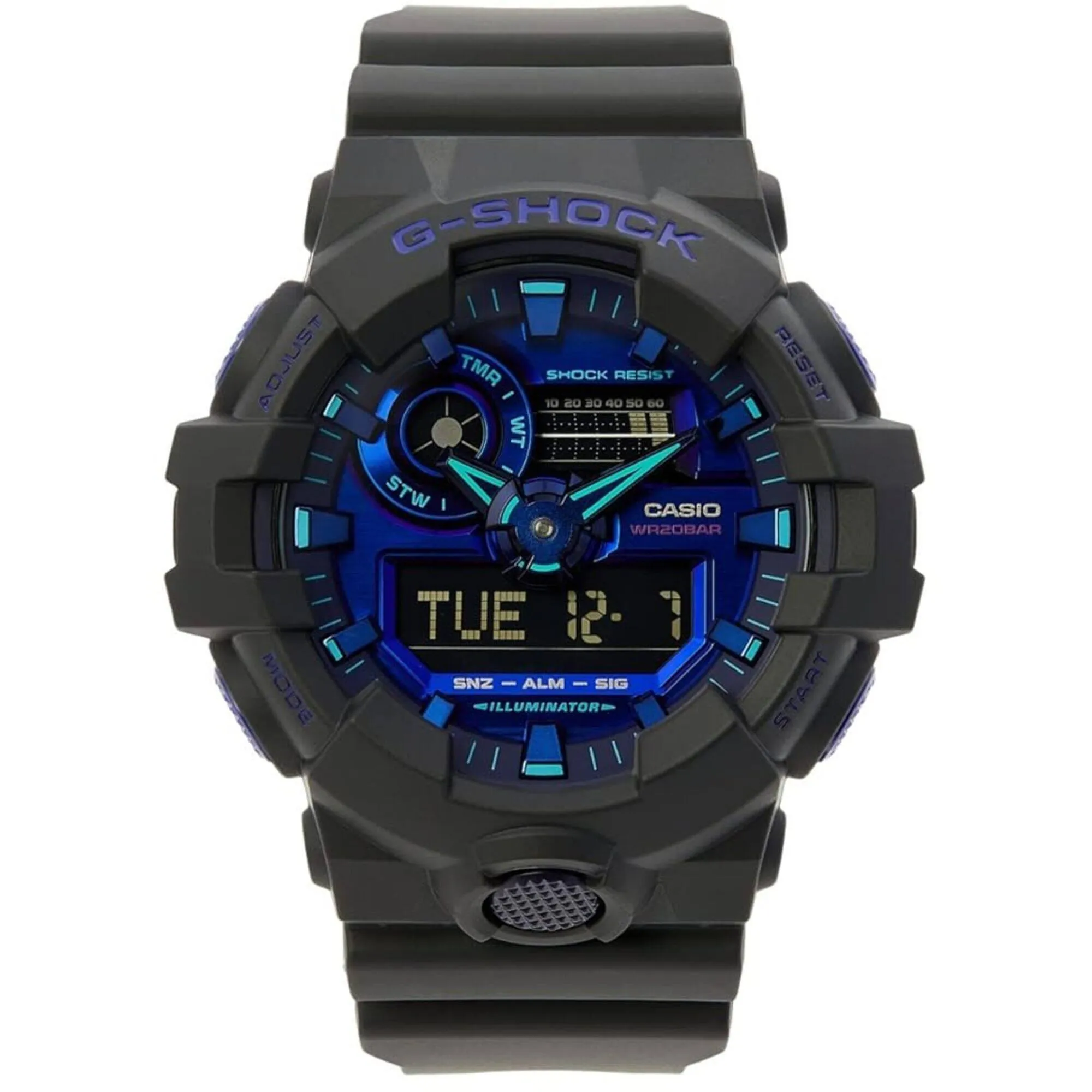 Casio Men's Ana Digi Watch - G-Shock Virtual Blue Series Black Strap | GA700VB-1A
