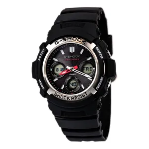 Casio Men's Atomic Watch - G-Shock Ana-Digital Black Dial Resin Strap | AWGM100-1A