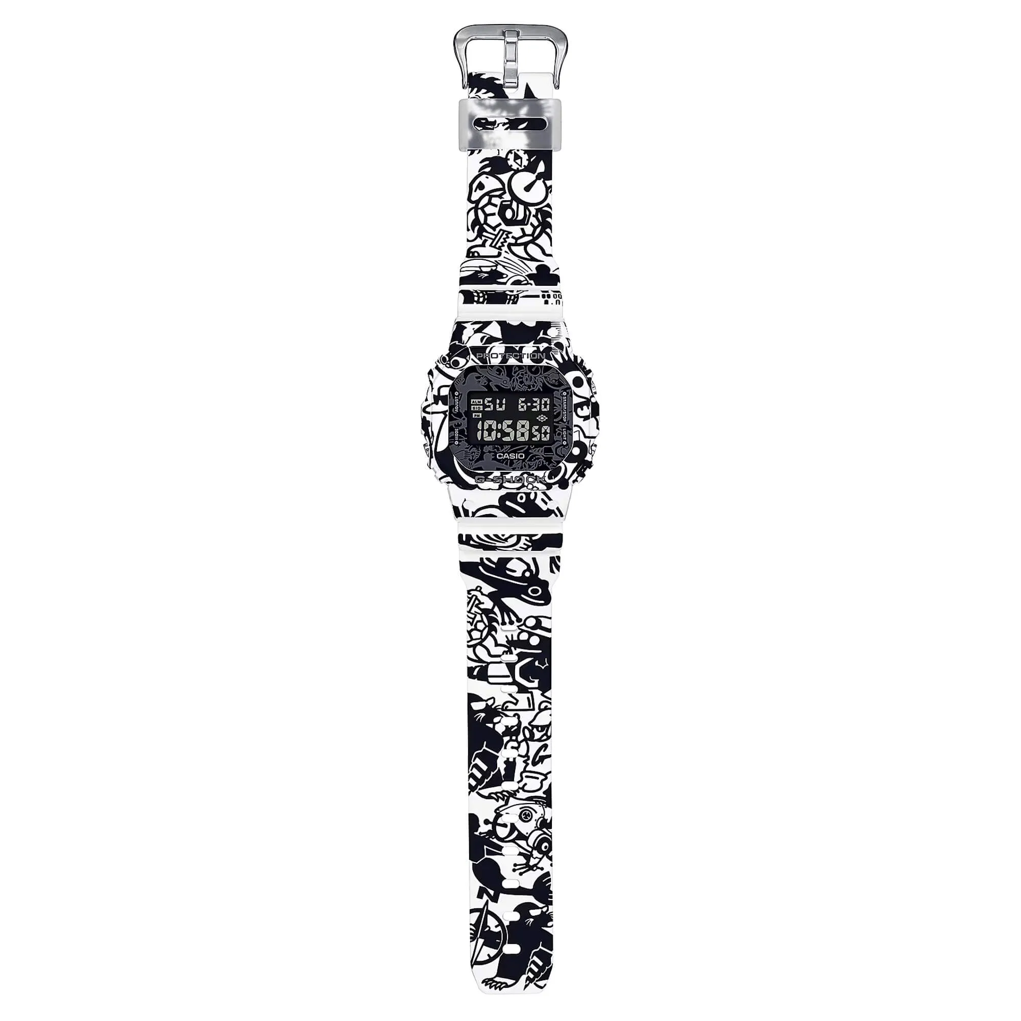 Casio Men's Digital Watch - G-Shock G-Universe Black and White Strap | DW-5600GU-7CR
