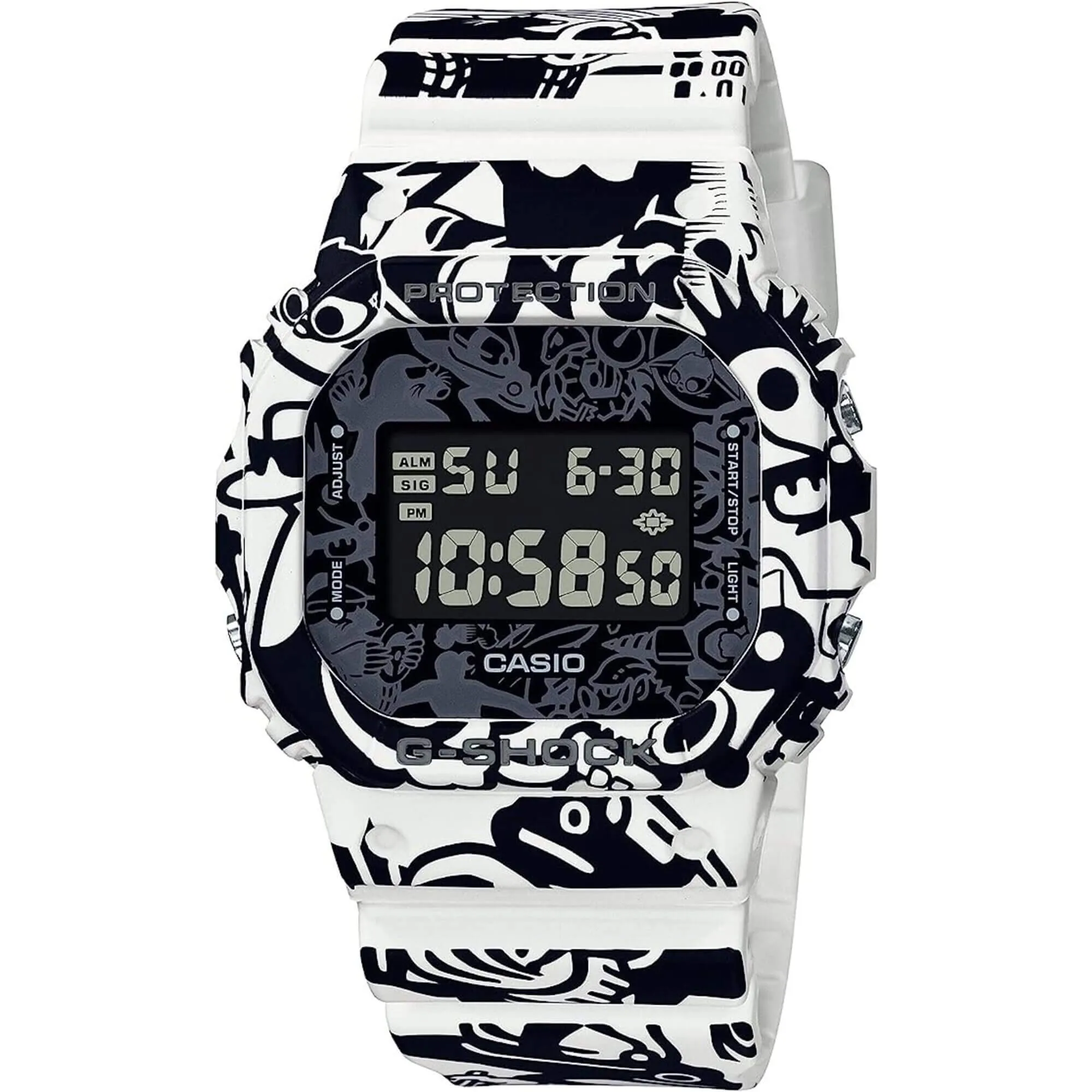 Casio Men's Digital Watch - G-Shock G-Universe Black and White Strap | DW-5600GU-7CR
