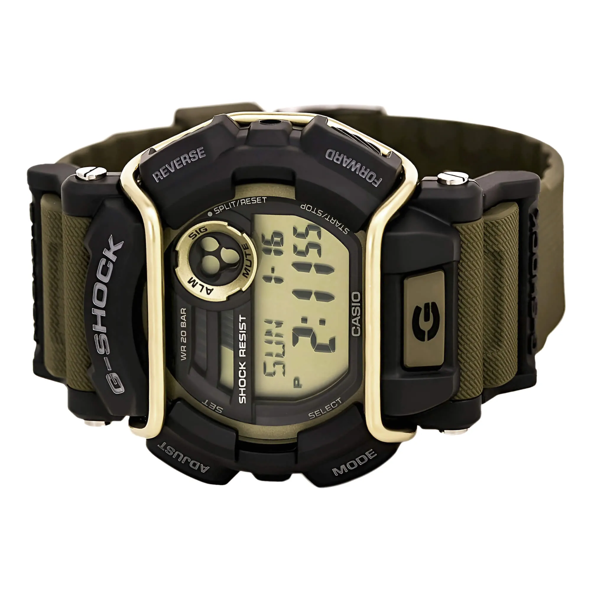 Casio Men's G-Shock Digital Grey Dial Green Resin Strap World Time Dive Watch | GD400-9