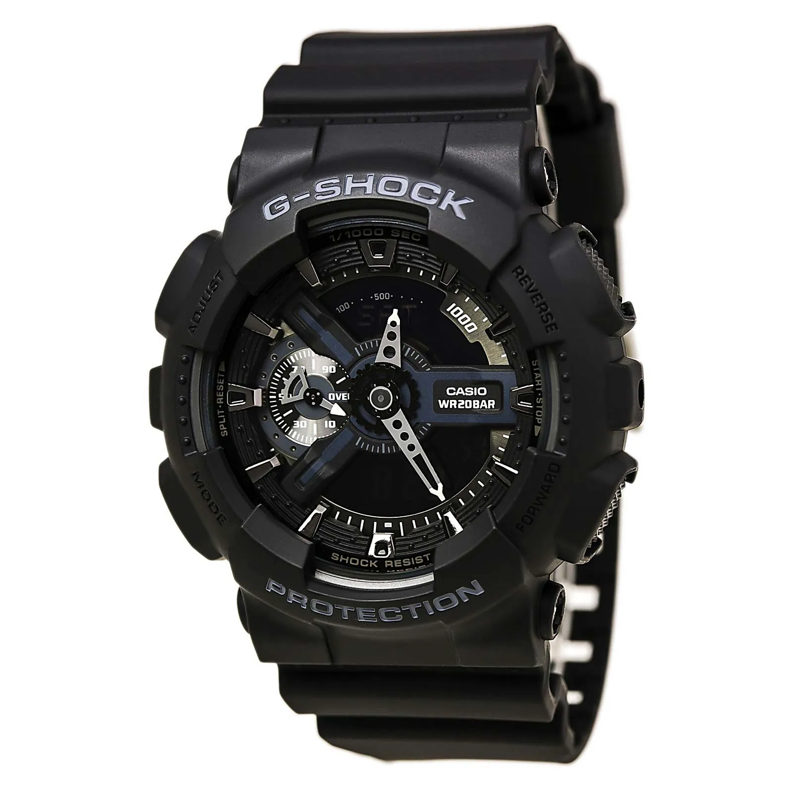 Casio Men's G-Shock Extra Large World Time Ana-Digi Black Dial Alarm Black Resin Band Watch | GA110-1B