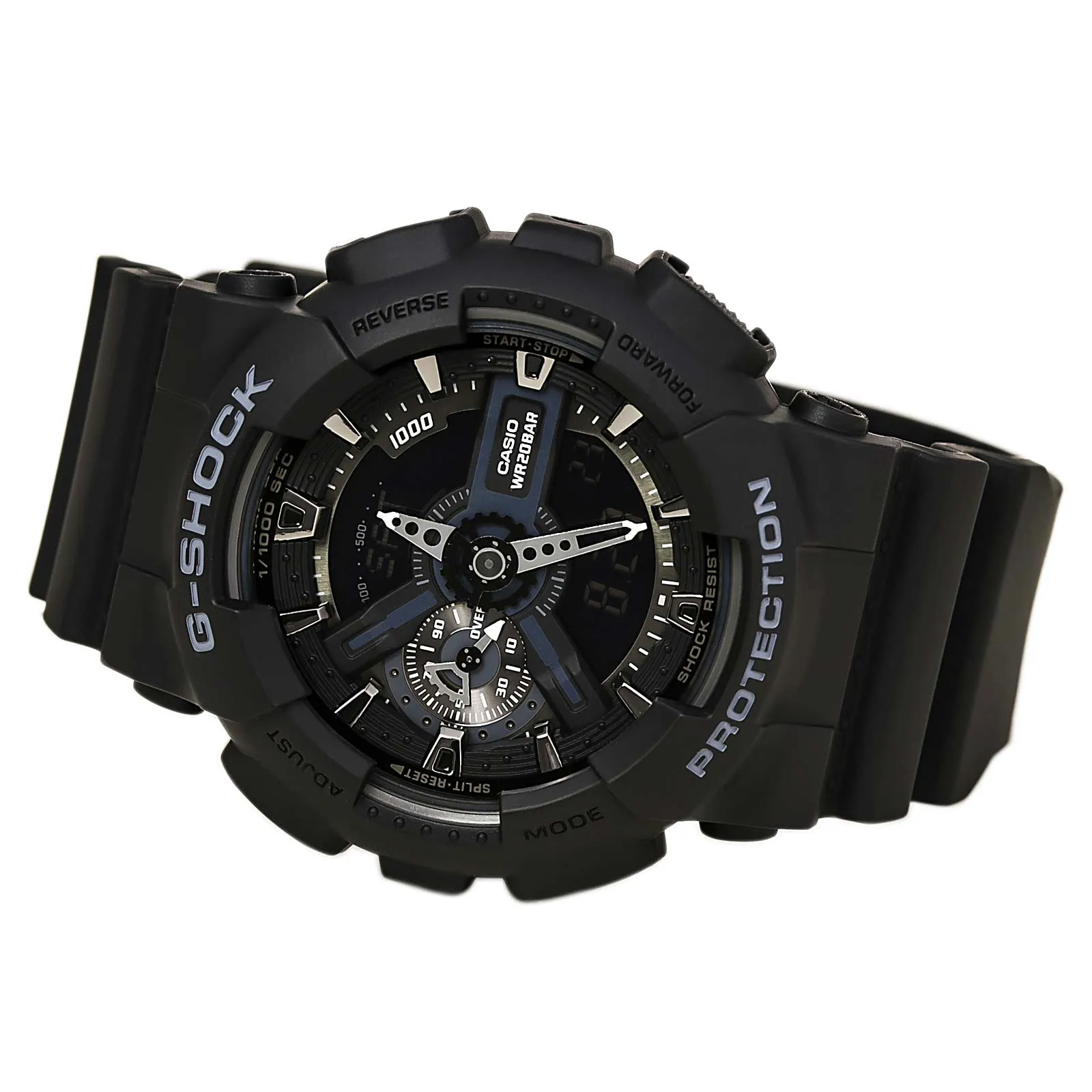 Casio Men's G-Shock Extra Large World Time Ana-Digi Black Dial Alarm Black Resin Band Watch | GA110-1B