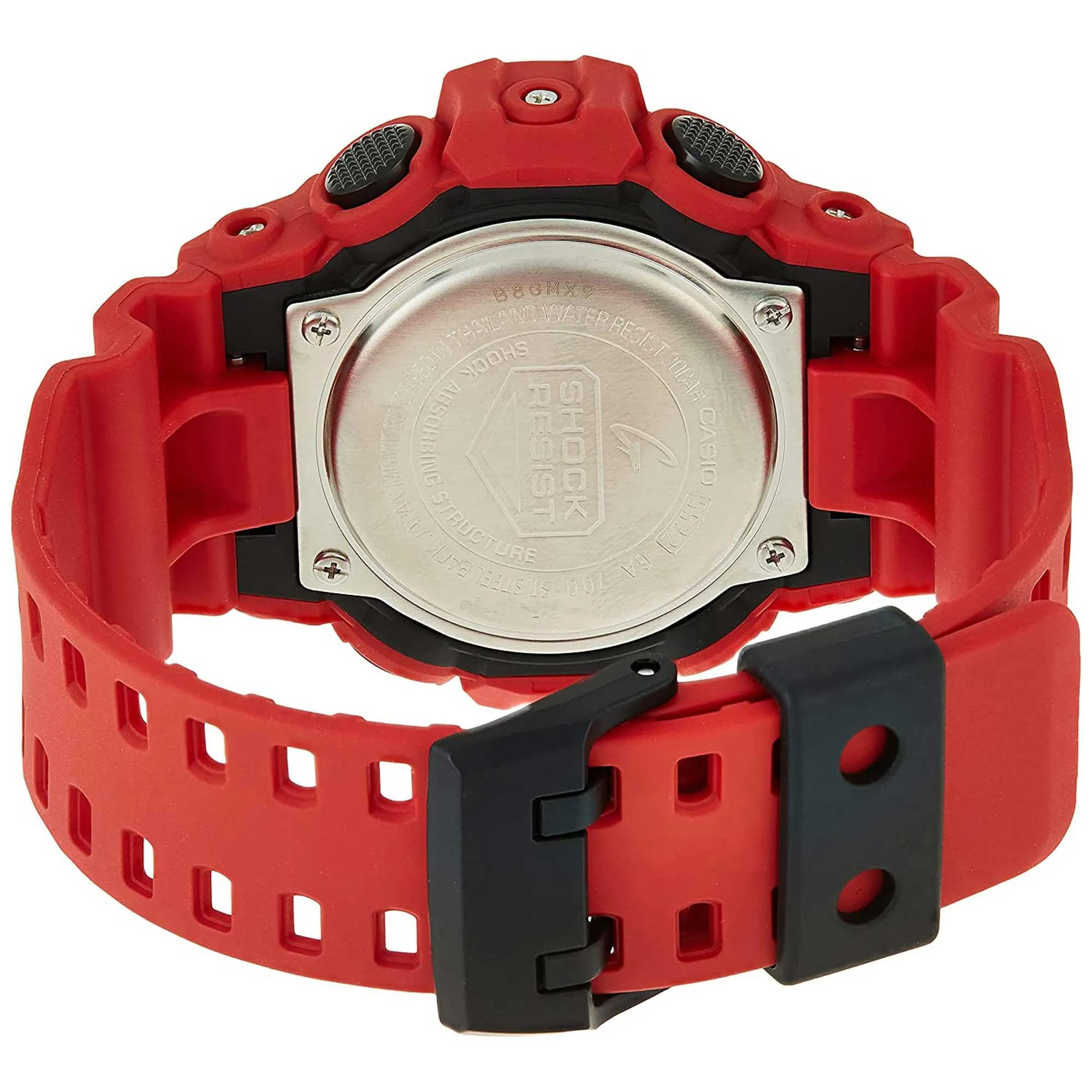 Casio Men's Quartz Watch - G-Shock Black Analog-Digital Dial Red Strap | GA700-4A