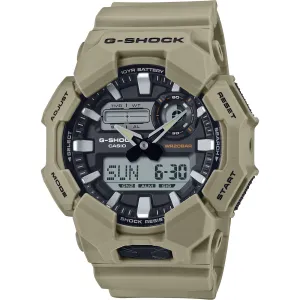 Casio Men's Watch G-Shock World Time Beige Resin Strap Analog-Digital GA010-5A