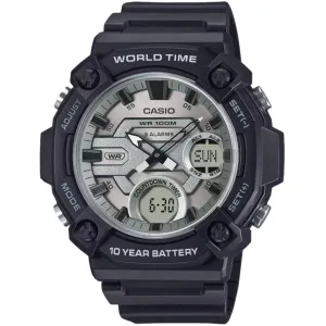 Casio Men's Watch World Time Green and Grey Analog-Digital Dial AEQ-120W-7AVCF