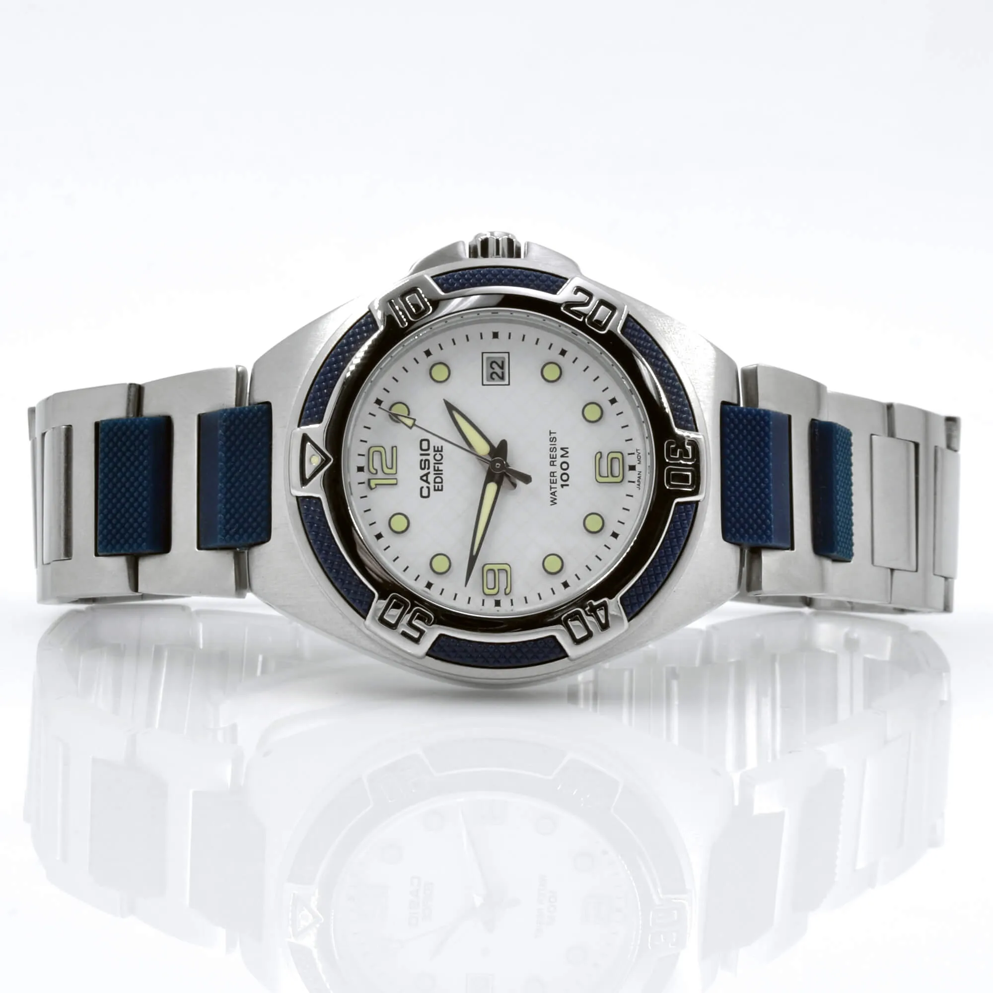 Casio Stainless steel Case Silver,blue Band Watch | EF-101D-7AVEF