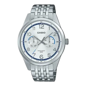 Casio Standard Analogue White Dial Stainless Steel Watch MTPE340D-7A