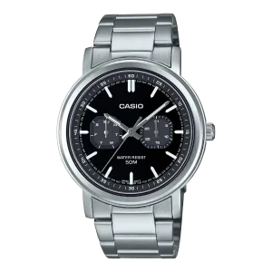 Casio Standard Black Dial Stainless Steel Watch MTPE335D-1E