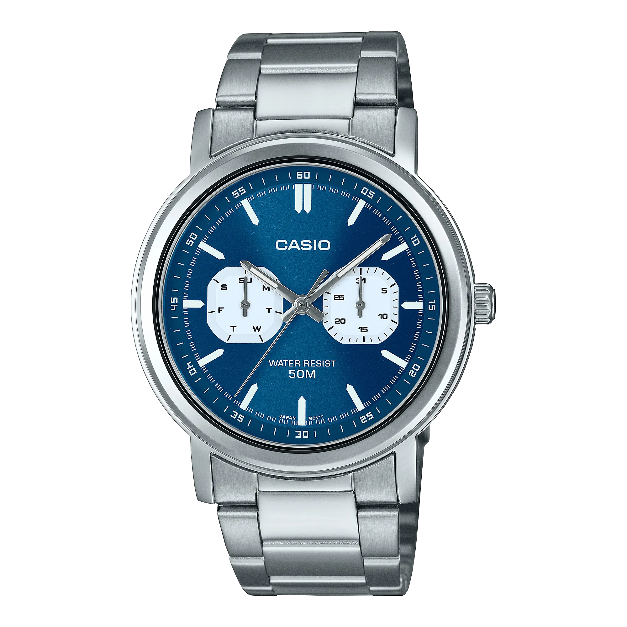 Casio Standard Blue Dial Stainless Steel Watch MTPE335D-2E1