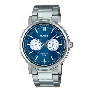 Casio Standard Blue Dial Stainless Steel Watch MTPE335D-2E1