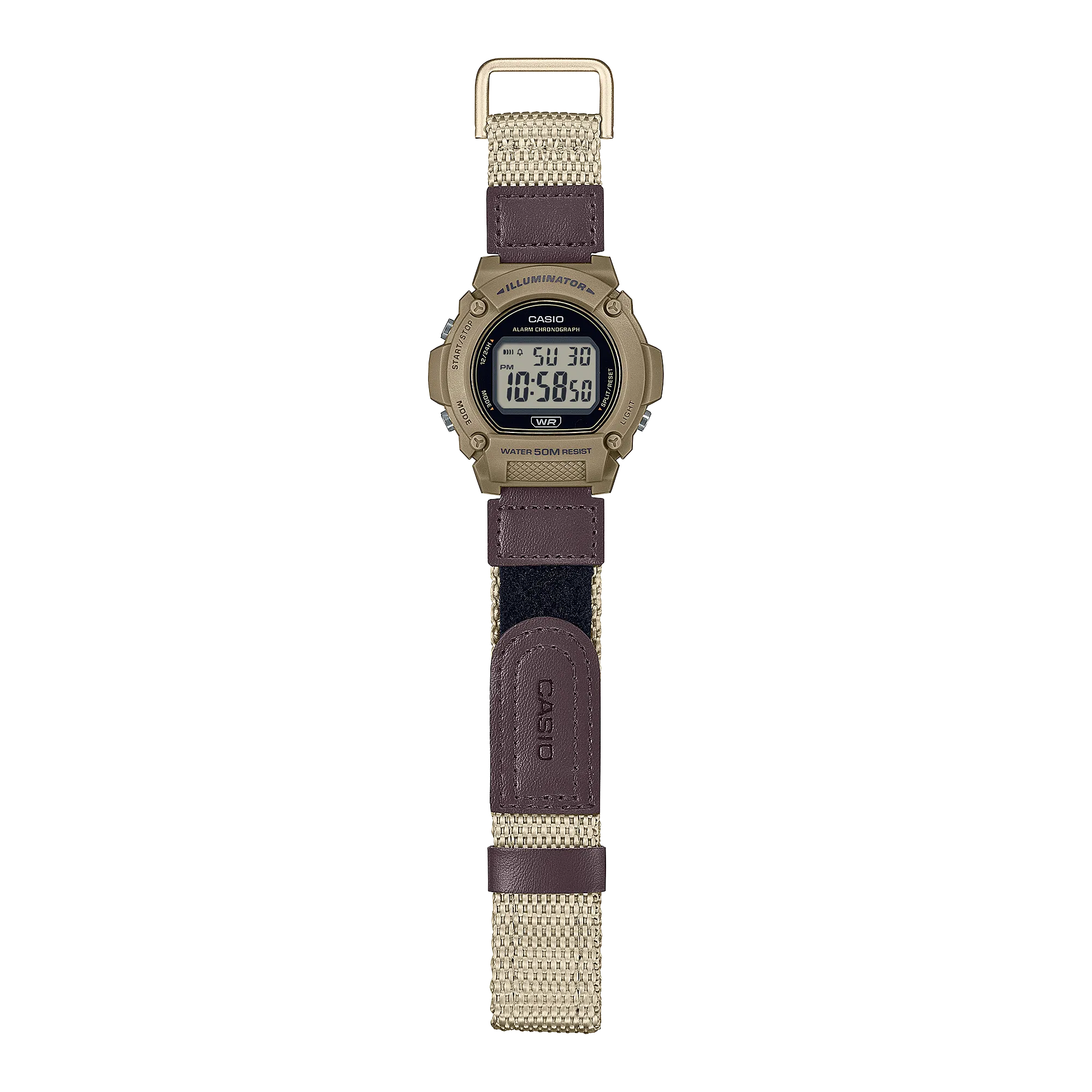 Casio Standard Brown Fabric Strap Brown Dial Watch W219HB-5A