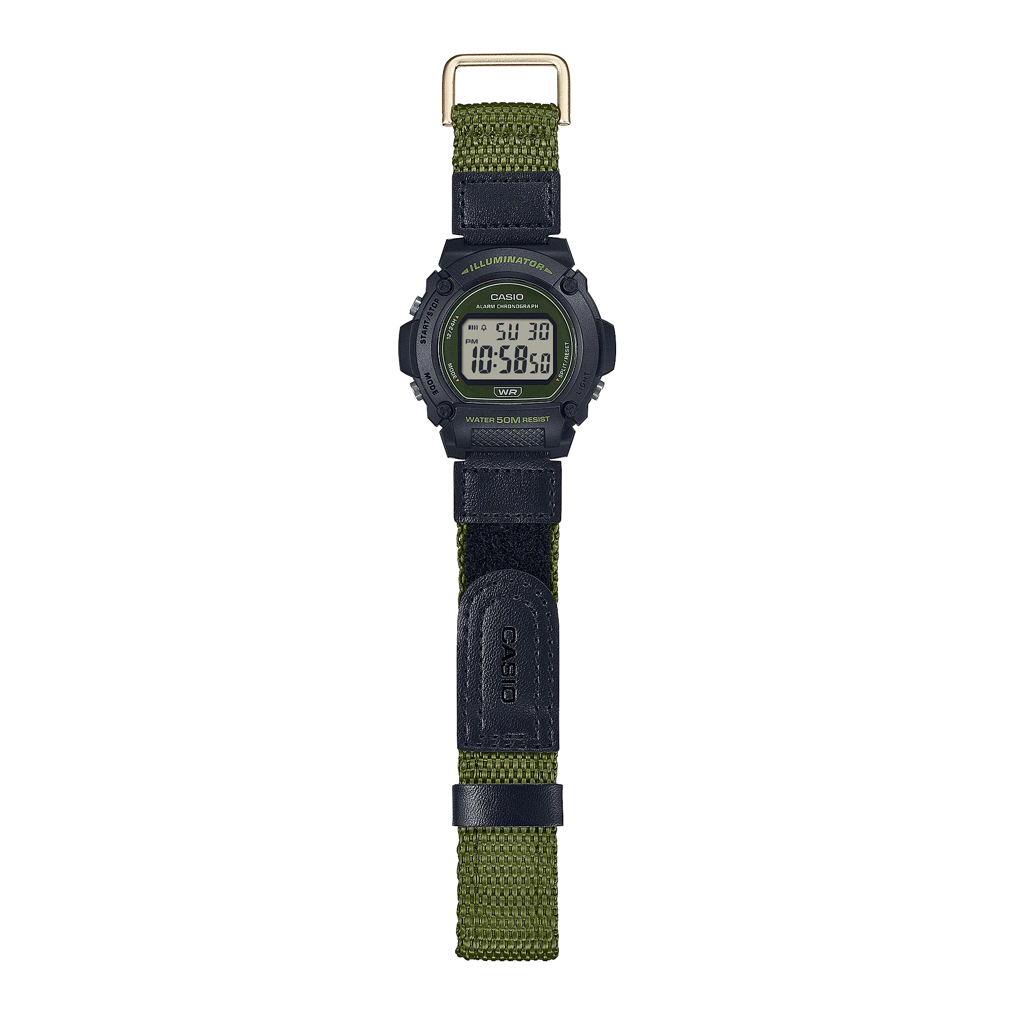 Casio Standard Green Fabric Strap Green Dial Watch W219HB-3A