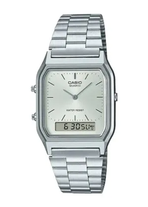 CASIO VINTAGE ANALOGUE / DIGITAL SILVER DIAL STAINLESS AQ230A-7A
