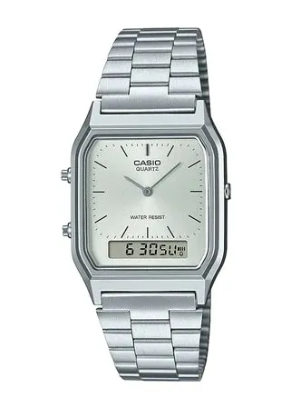 CASIO VINTAGE ANALOGUE / DIGITAL SILVER DIAL STAINLESS AQ230A-7A