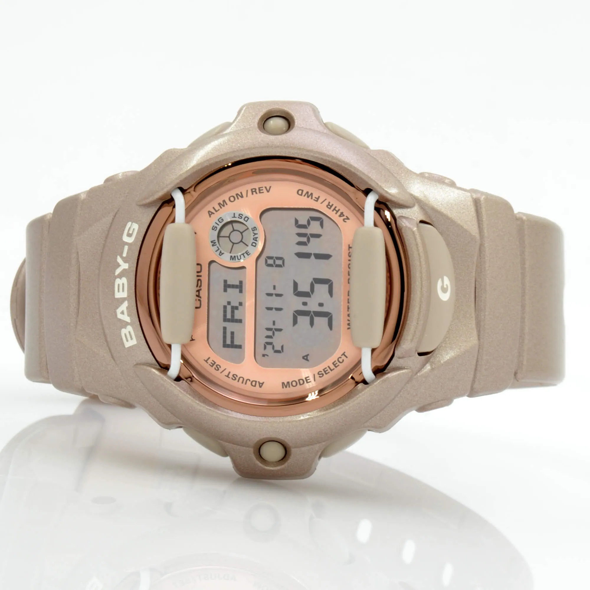 Casio Women's Alarm Quartz Baby-G Grey Dial Pink Resin Strap Digital Watch | BG169G-4