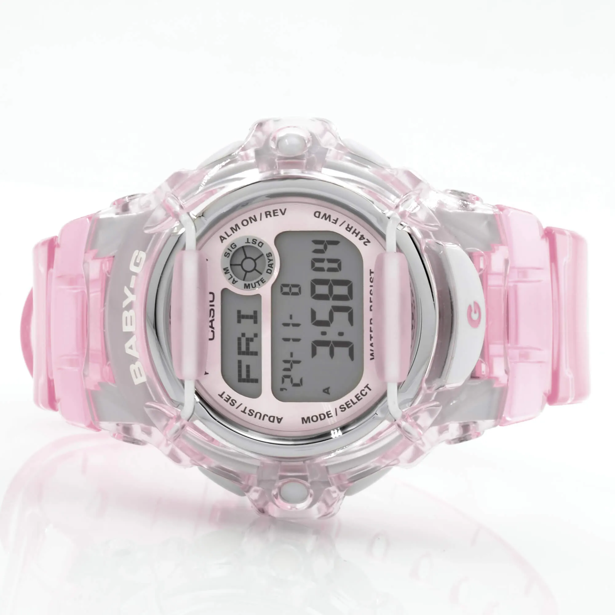 Casio Women's Alarm Watch - Baby-G Pink Transparent Strap Digital Dial | BG169R-4