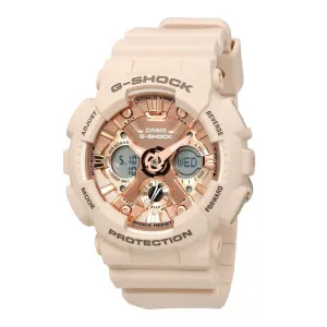Casio Women's Ana-Digi Watch - G-Shock Rose Gold Dial Pink Resin | GMAS120MF-4A