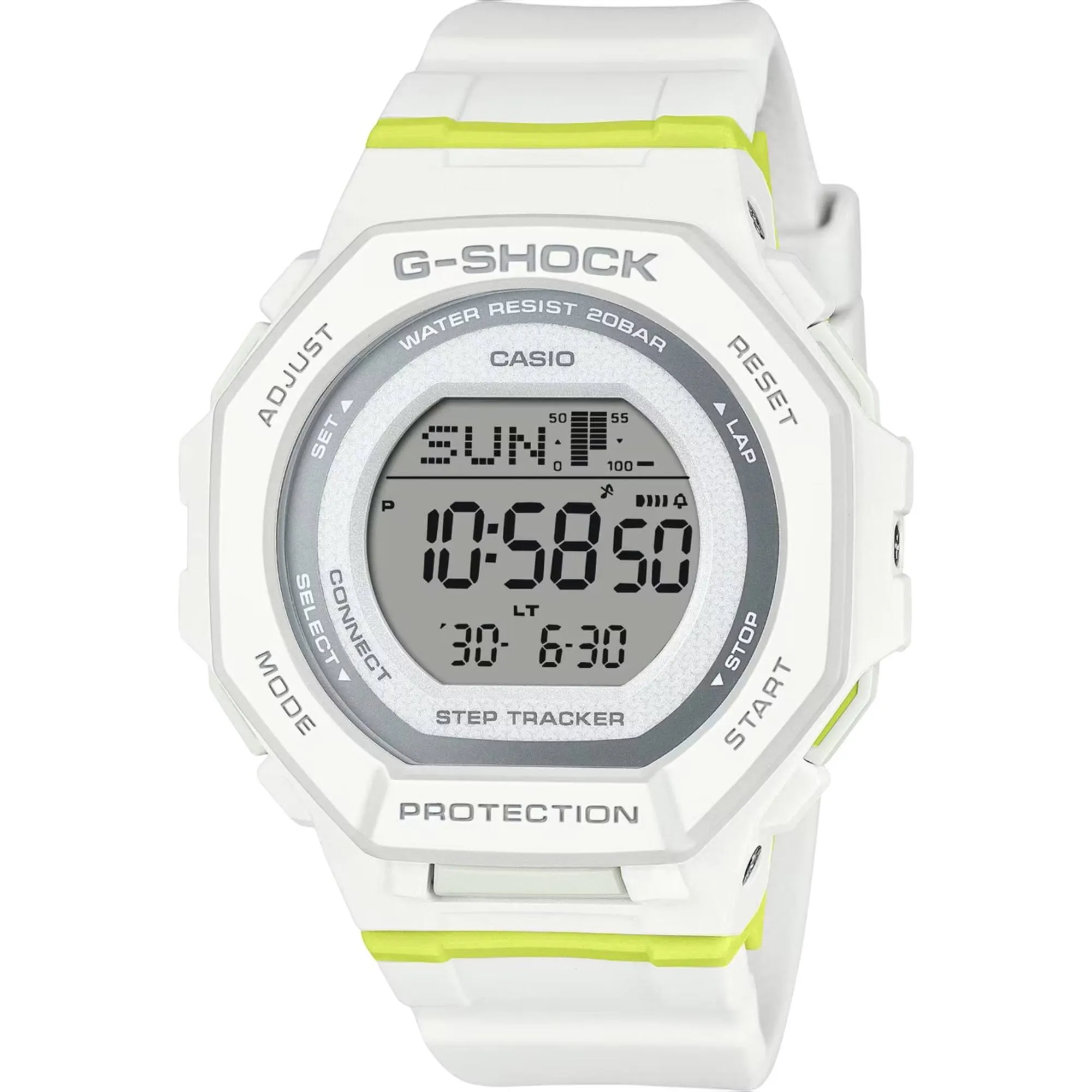 Casio Women's Watch G-Shock White Resin Strap Grey Digital Dial GMD-B300SC-7CR