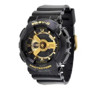 Casio Women's World Time Watch - Baby-G Black & Gold Ana-Digital Dial | BA110-1A