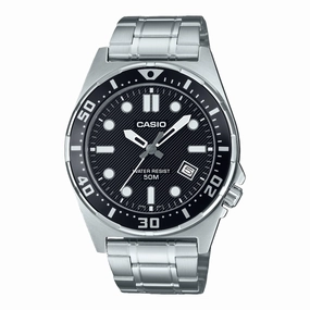 Casio Analog Diver Black Dial Stainless Steel Watch MTD135D-1A