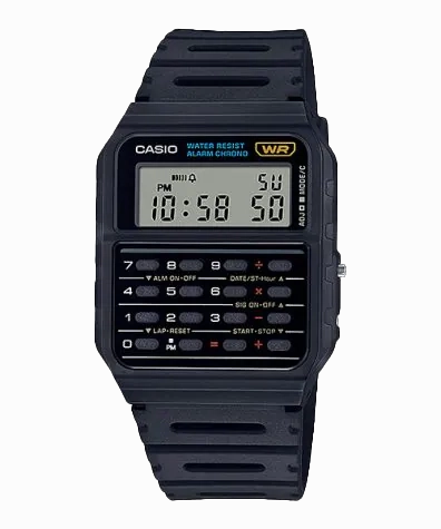 Casio Calculator Data Bank Black Resin Band Watch CA53W-1