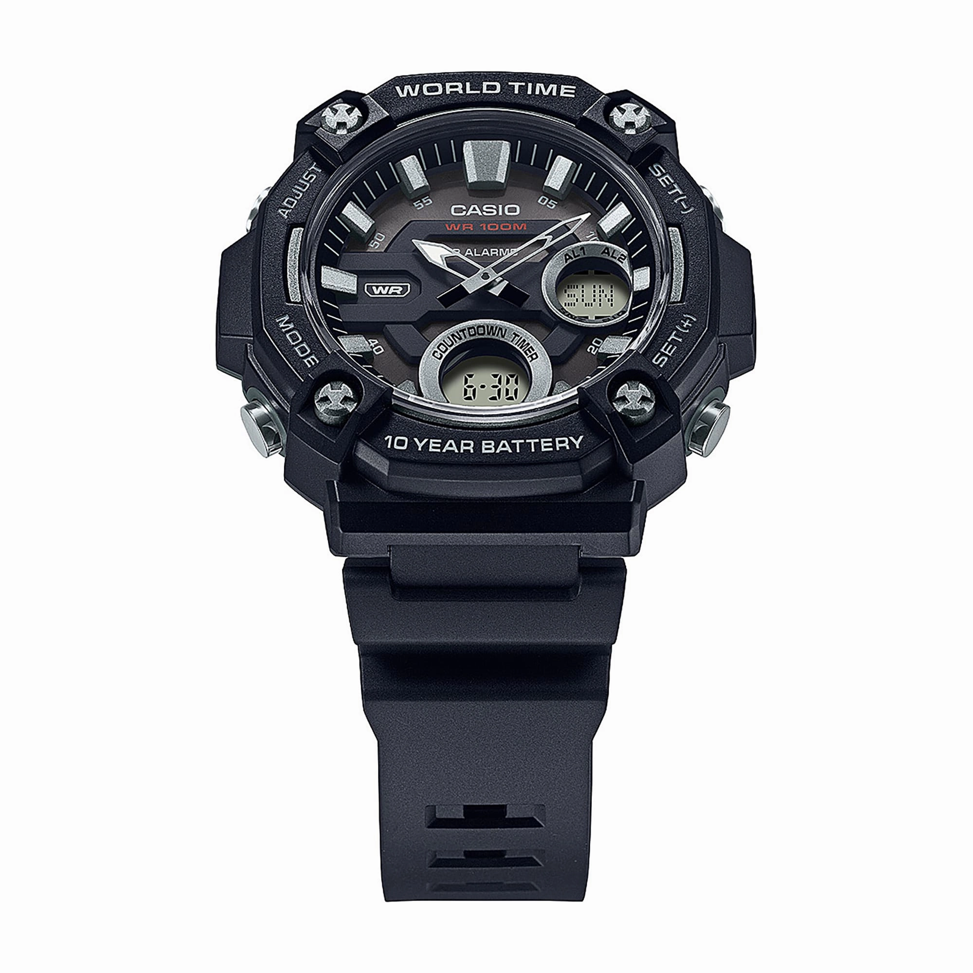 Casio Digital Analog Black Dial Black Resin Band Watch AEQ120W-1A