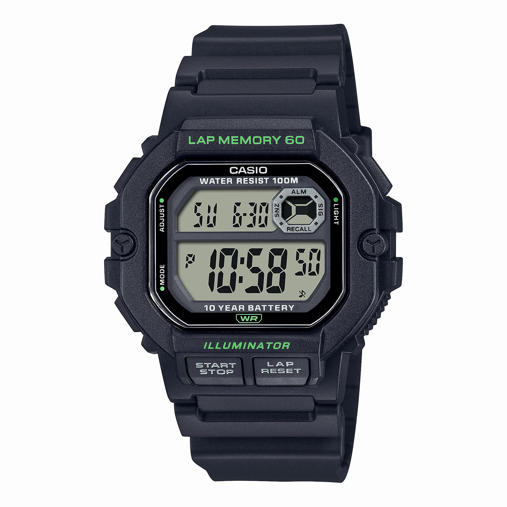 Casio Digital Sports Gear Black Resin Band Watch WS1400H-1A