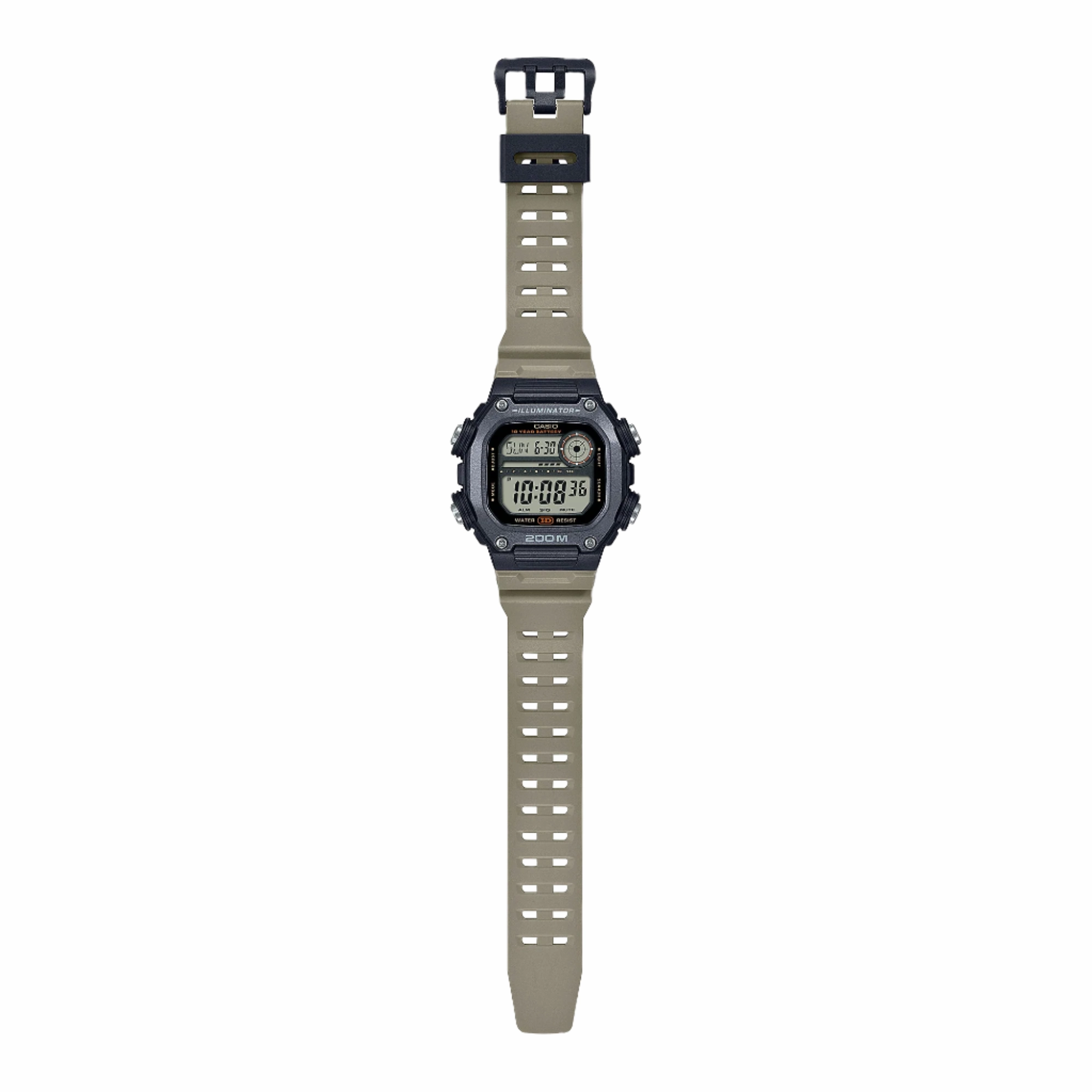 Casio Digital Sports Grey Dial Tan Resin Band Watch DW291HX-5A