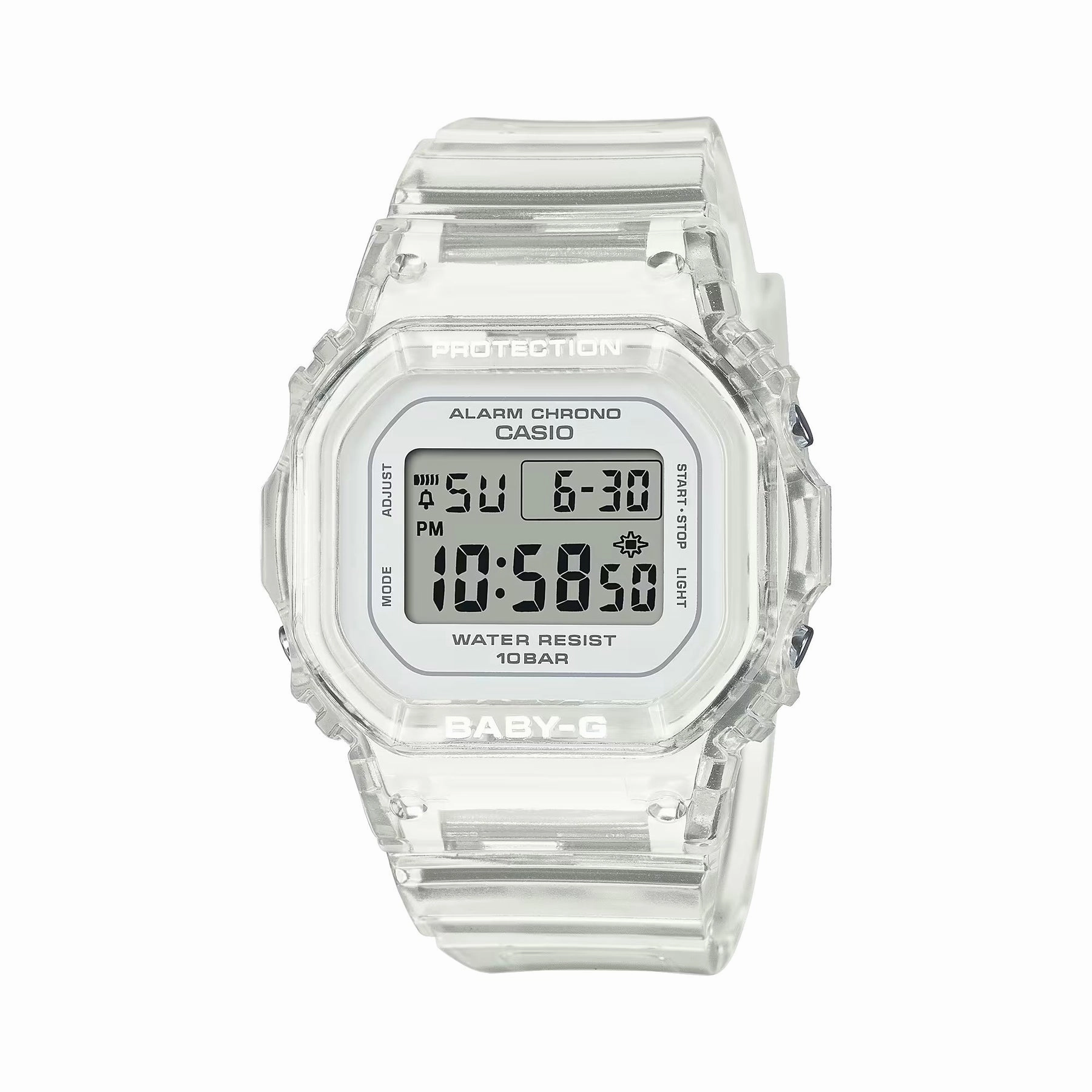 Casio Digital White Dial Transparent Resin Band Watch BGD565US-7D