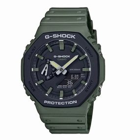 Casio G Shock Carbon Core Guard Khaki Green Resin Strap Watch GA-2110SU-3AER