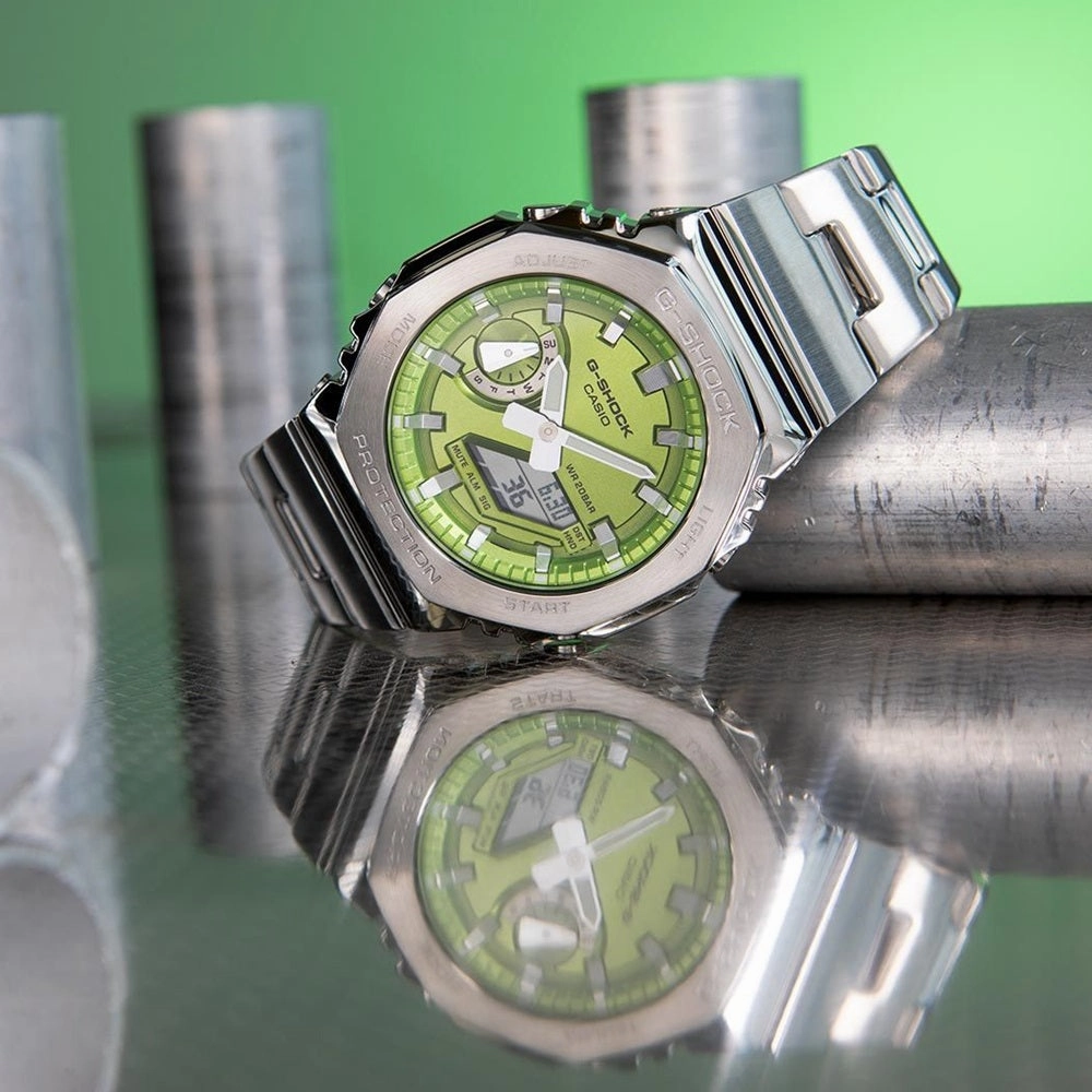 Casio G-Shock Steel Green Metallic Dial Mens Watch GM-2110D-3AER
